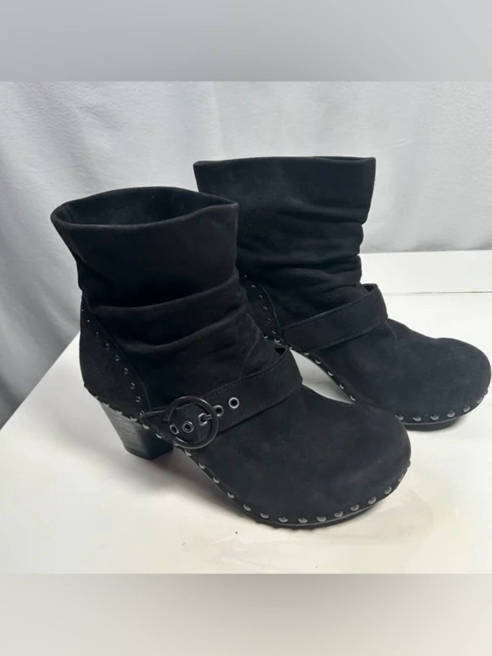 DANSKO boots NIKITA BLACK SUEDE ANKLE BOOT PULL ON CLOG BOOTIES 42